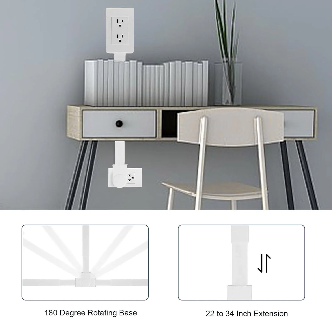 Akasora "VoltFlex Pro" Rotating Power Extender with 180° Adjustable Base