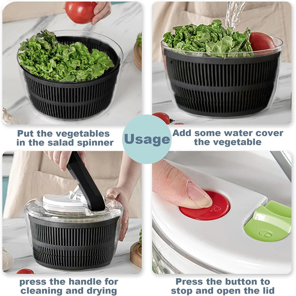 FreshSpin™ 3L Salad Spinner – One-Handed Easy Press Dryer & Mixer