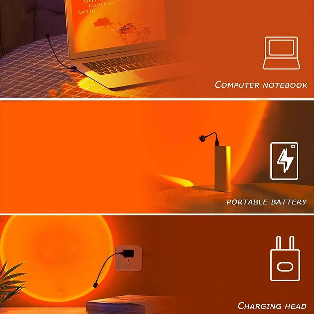 Solora™ LED Sunset Lamp – Golden Hour Mood Light Projector