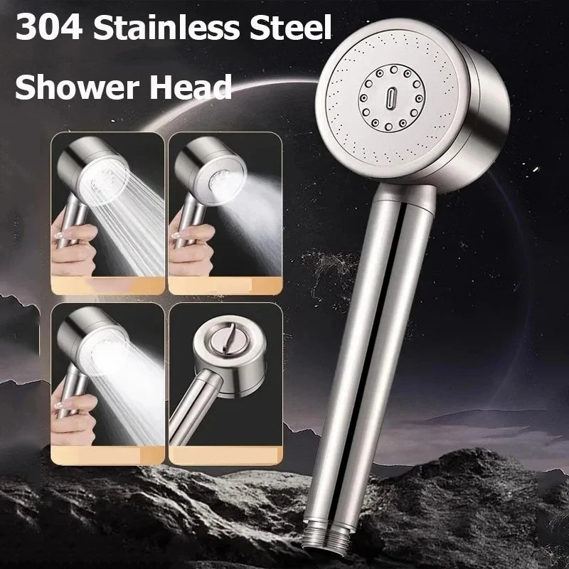High-Pressure 304 Stainless Steel Shower Head – 3 Spray Modes
