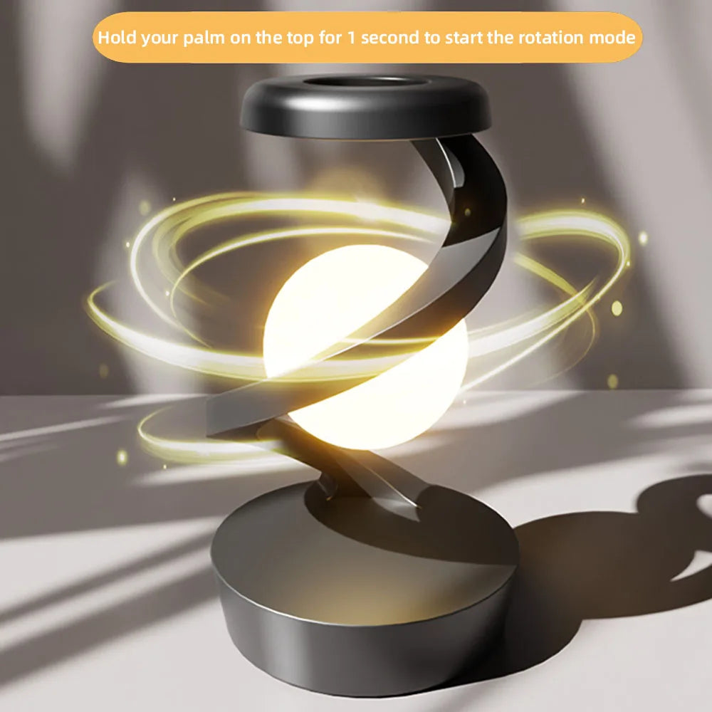 LumiGlow Orbit - Rotating Floating RGB Wireless Charging Lamp