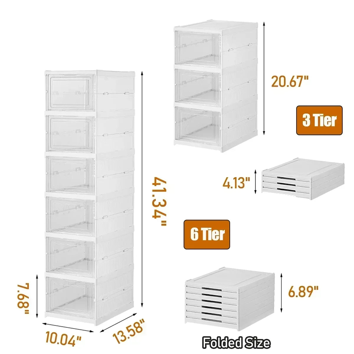 Duraflex Foldable 6-Layer Shoe Storage Box – Transparent, Stackable Organizer with Large Capacity