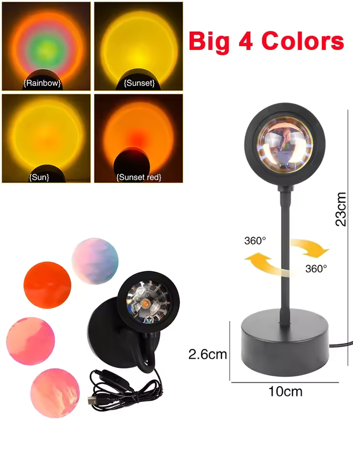 Solora™ LED Sunset Lamp – Golden Hour Mood Light Projector