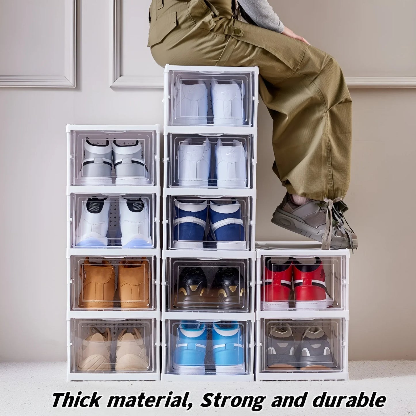 Duraflex Foldable 6-Layer Shoe Storage Box – Transparent, Stackable Organizer with Large Capacity