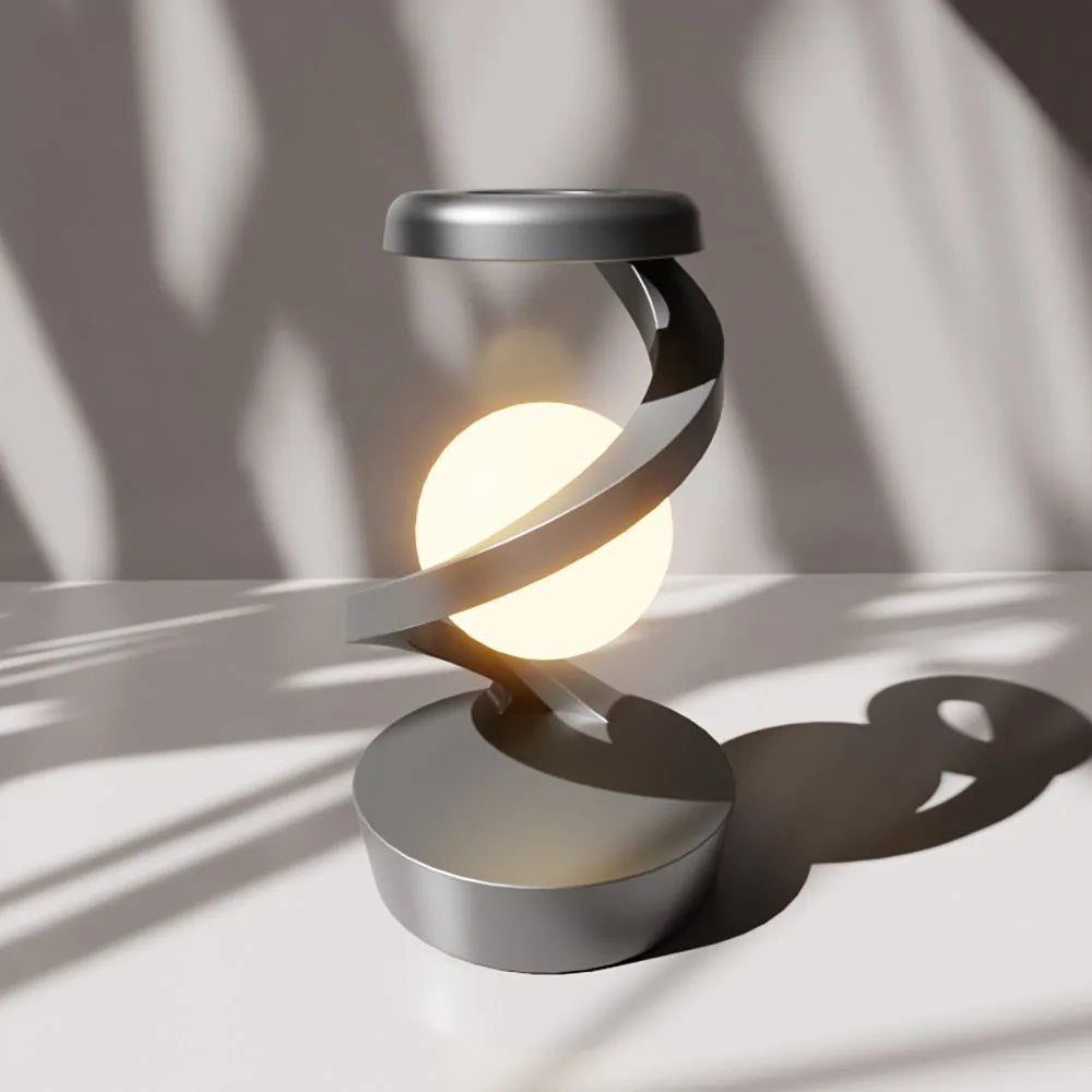 LumiGlow Orbit - Rotating Floating RGB Wireless Charging Lamp