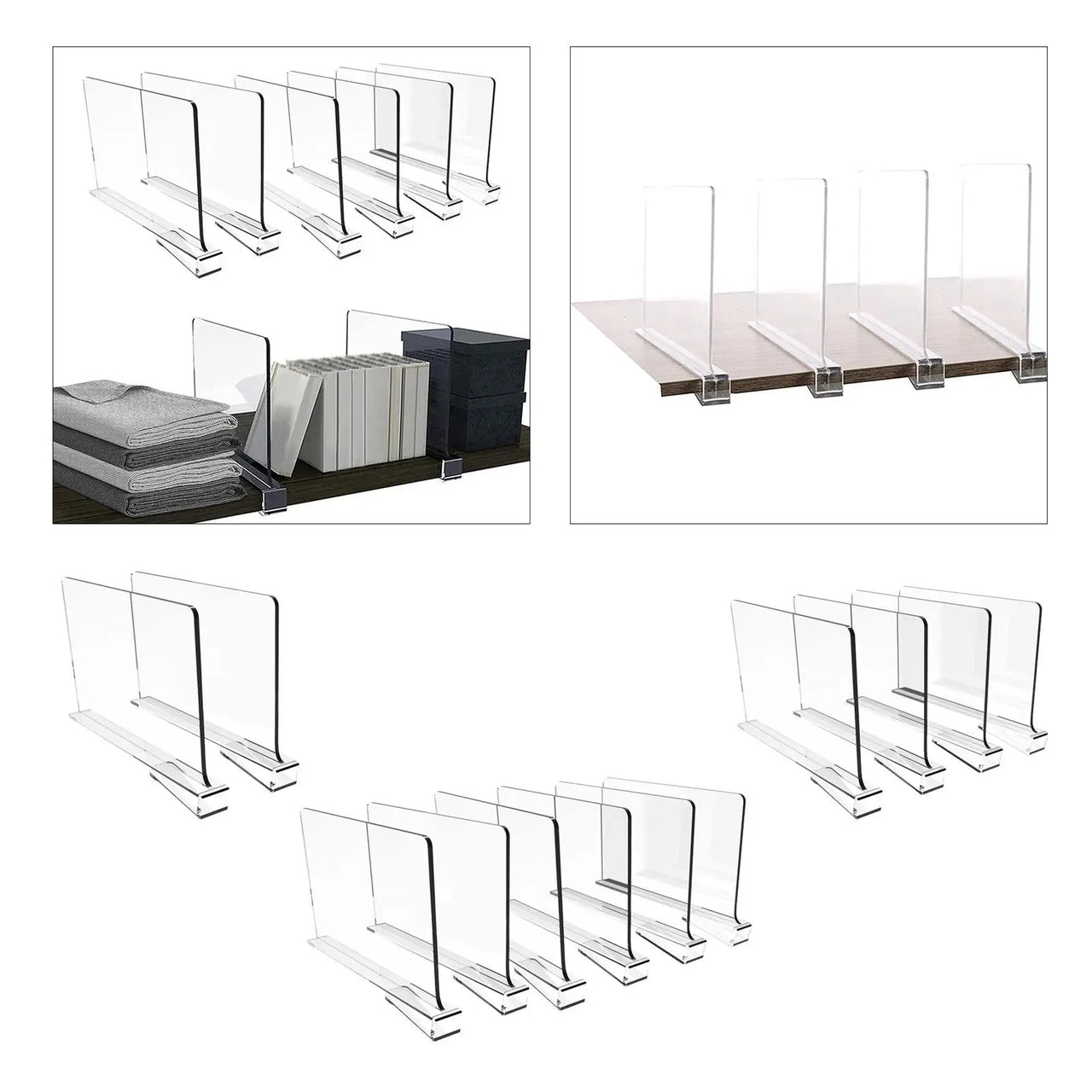 ClearSort Acrylic Shelf Dividers – Adjustable Multi-Purpose Closet & Storage Organizers