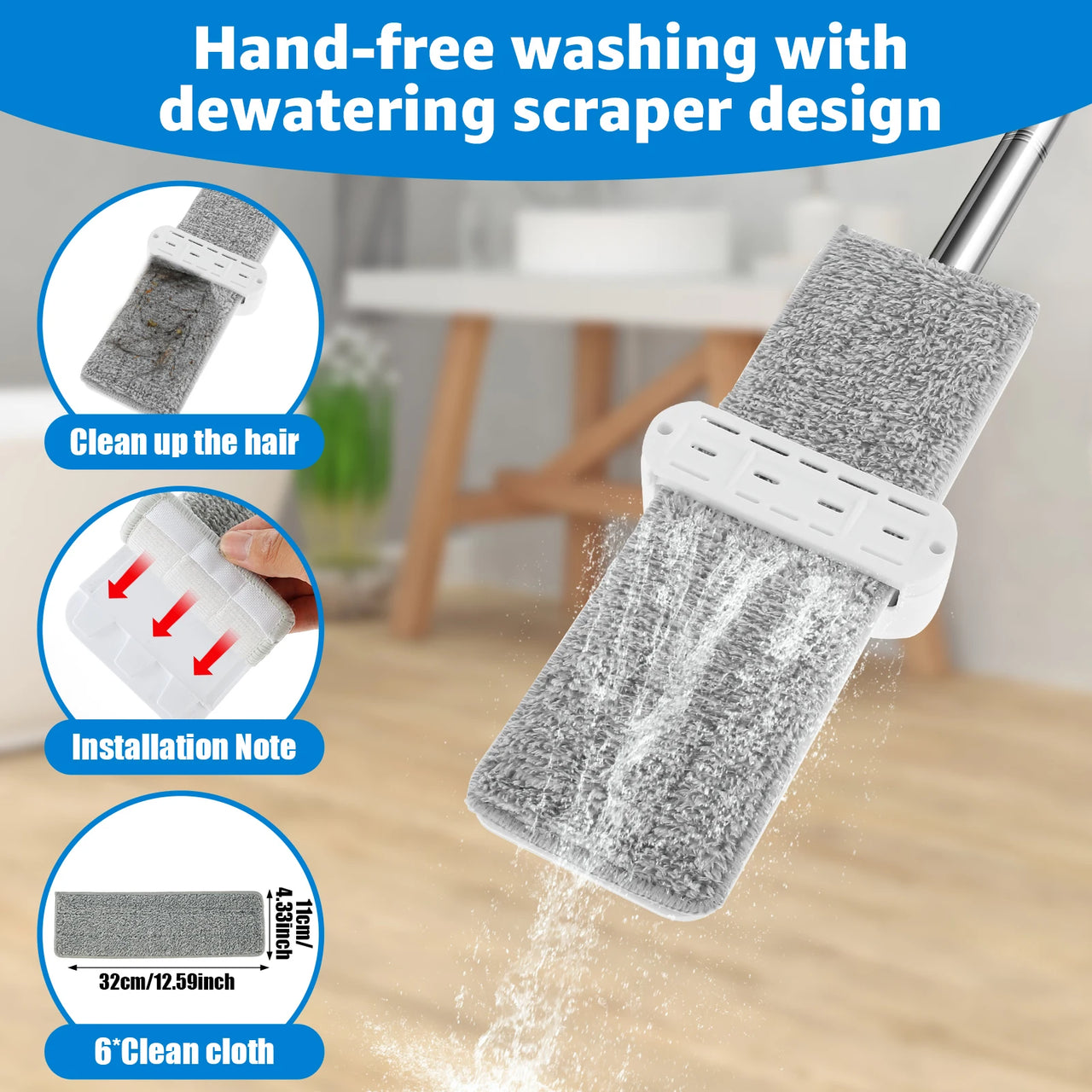 FlexiClean™ 360° Hands-Free Squeeze Mop